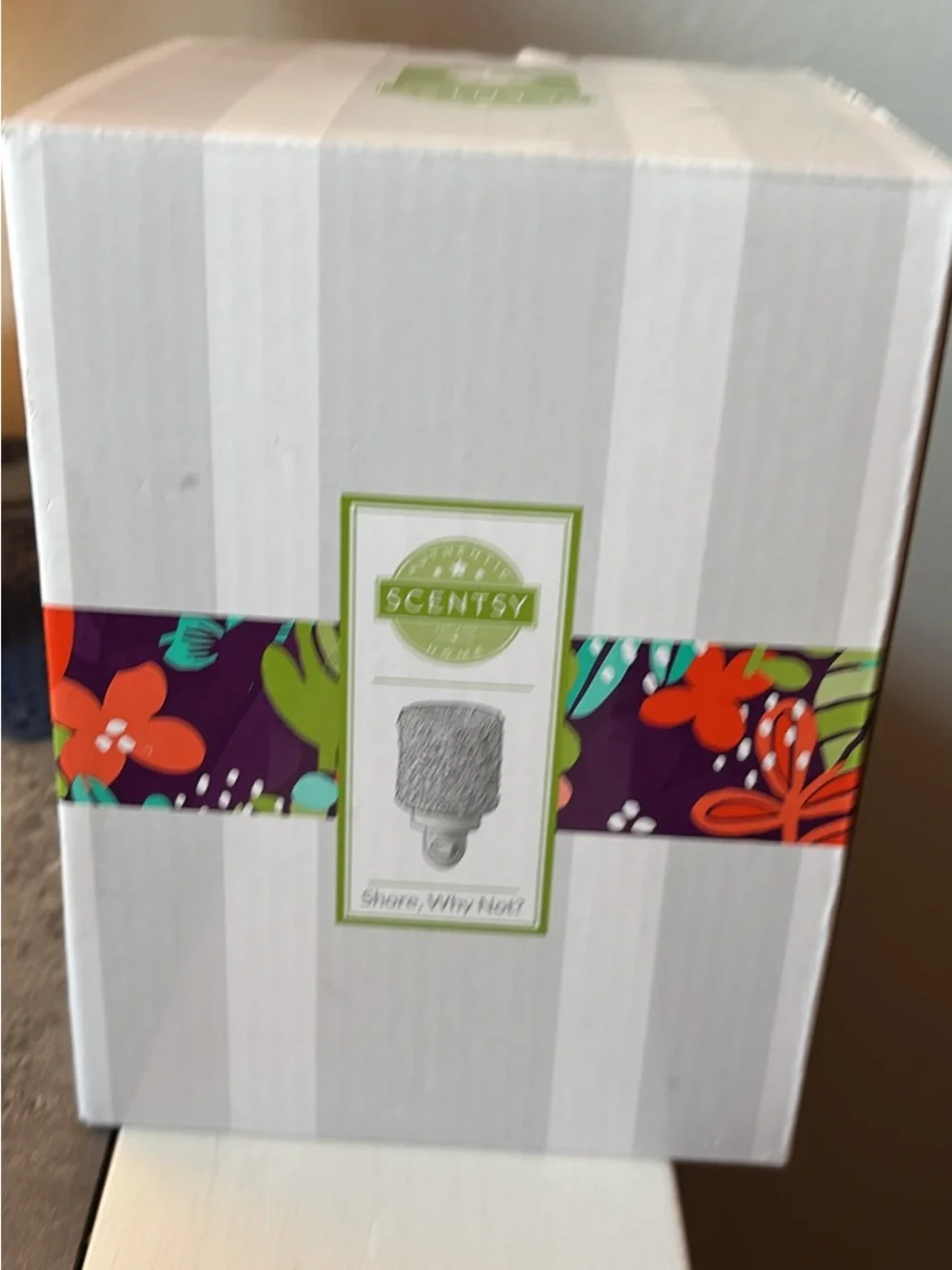 Scentsy Mini Warmer - Sea Glass Green with Coral Accent